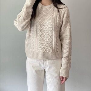 Handmade aran sweater in cream or ecru color